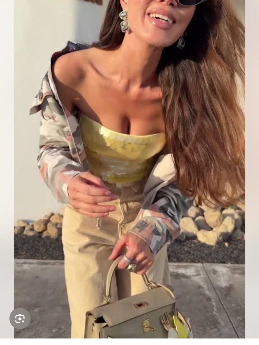 Zara Yellow Strapless Sequin Satin Crop Top - Picture 6 of 7